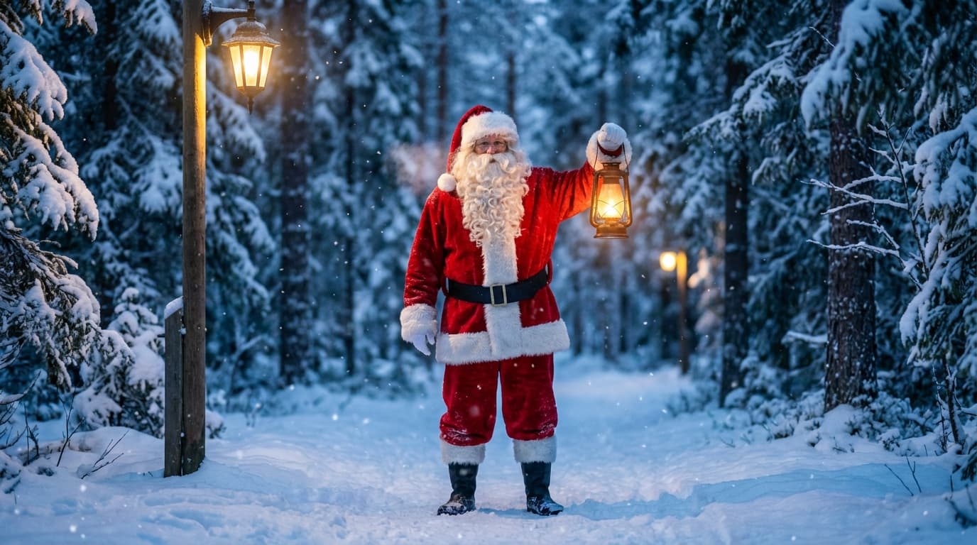 Snowy Forest - A magical walk through the North Pole woods.. Choose this magical backdrop for your personalized Santa video message.